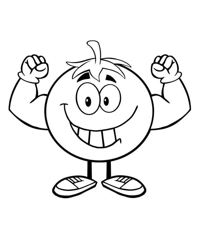 强壮的卡通西红柿简笔画