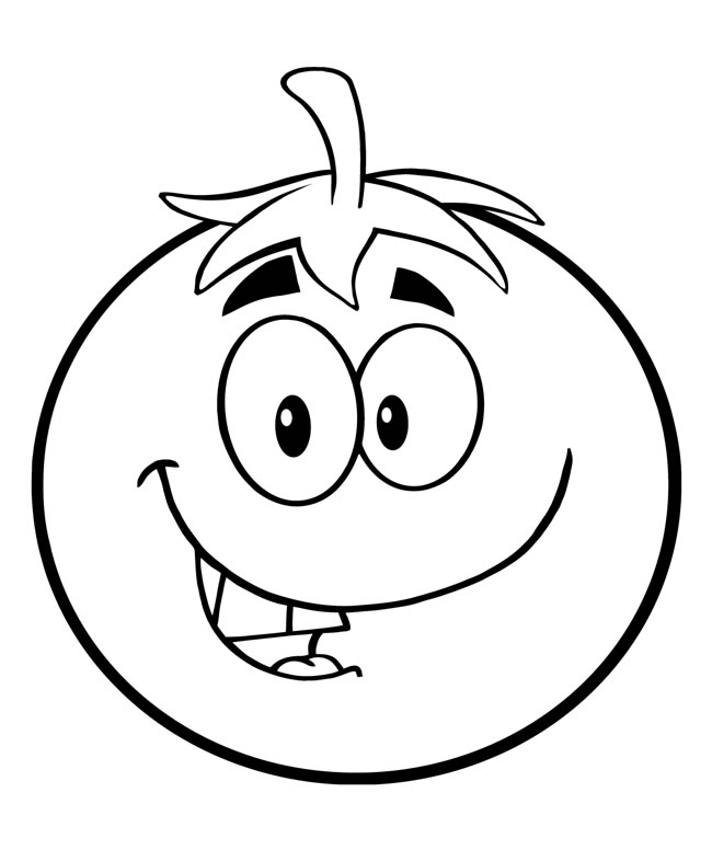 开心的卡通西红柿简笔画