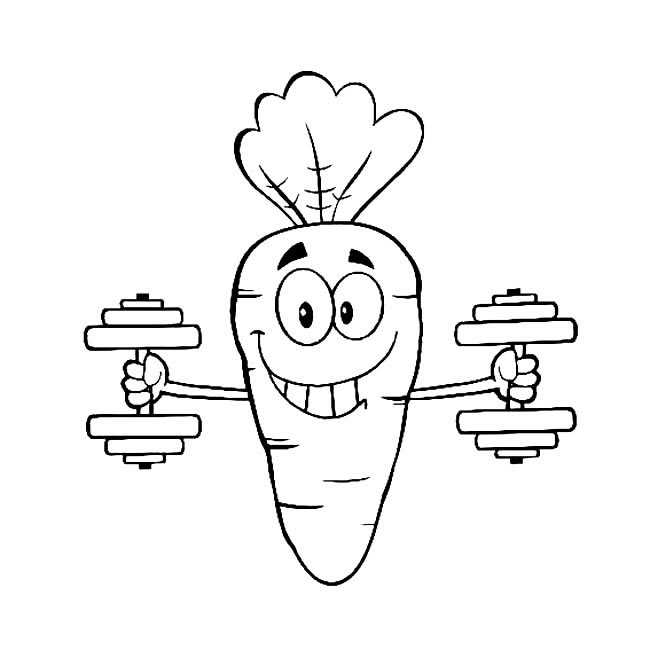 健身的卡通胡萝卜简笔画