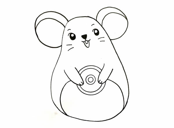 拿着铜钱的老鼠简笔画