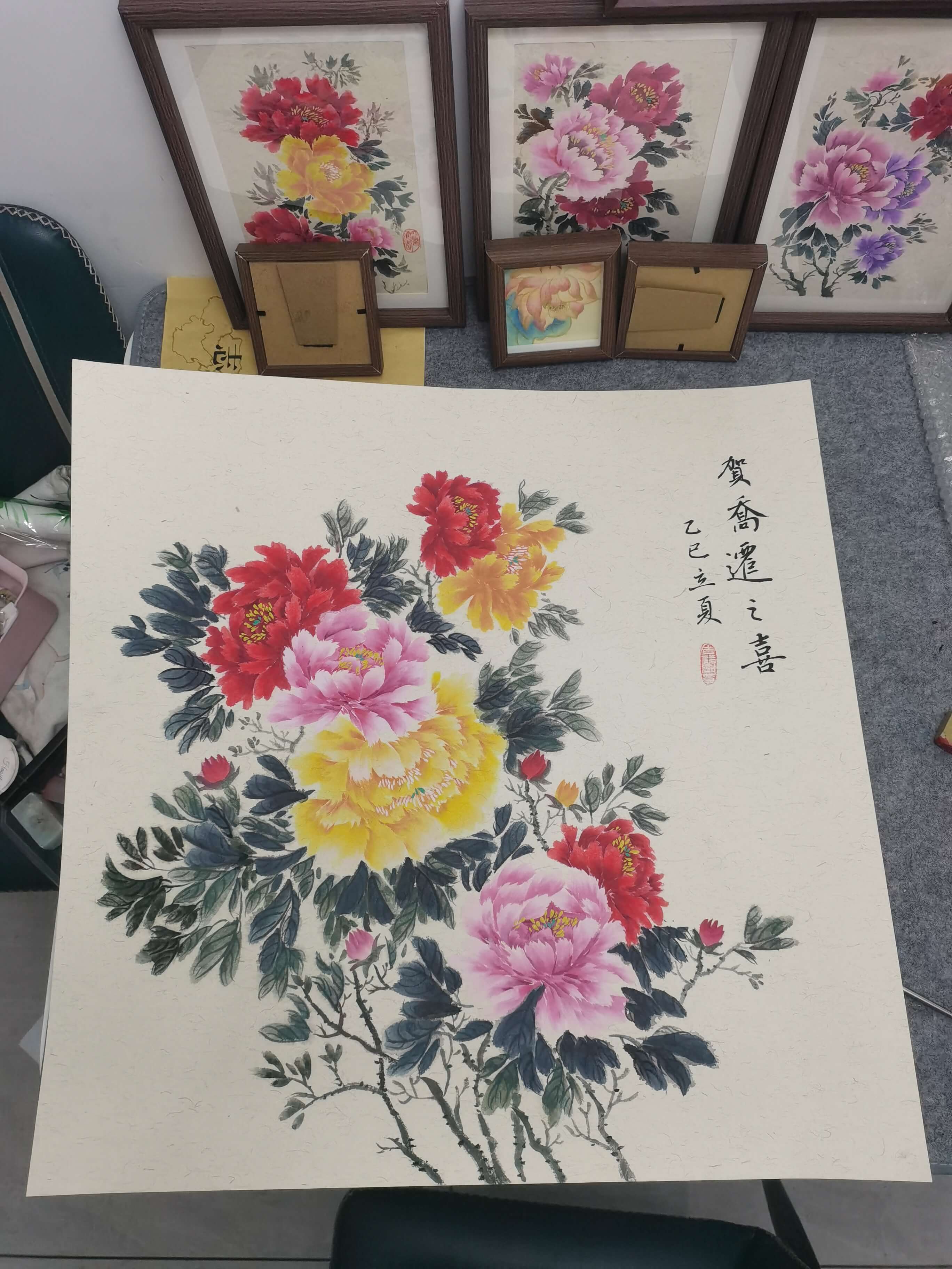 国色天香牡丹富贵图工艺手绘